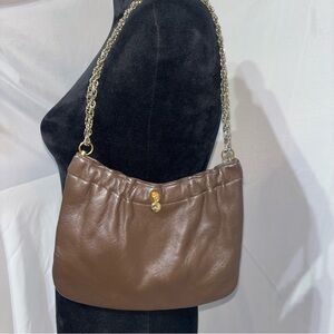 Vintage Leather Ande' Brown Braided Chain Strap Shoulder Bag